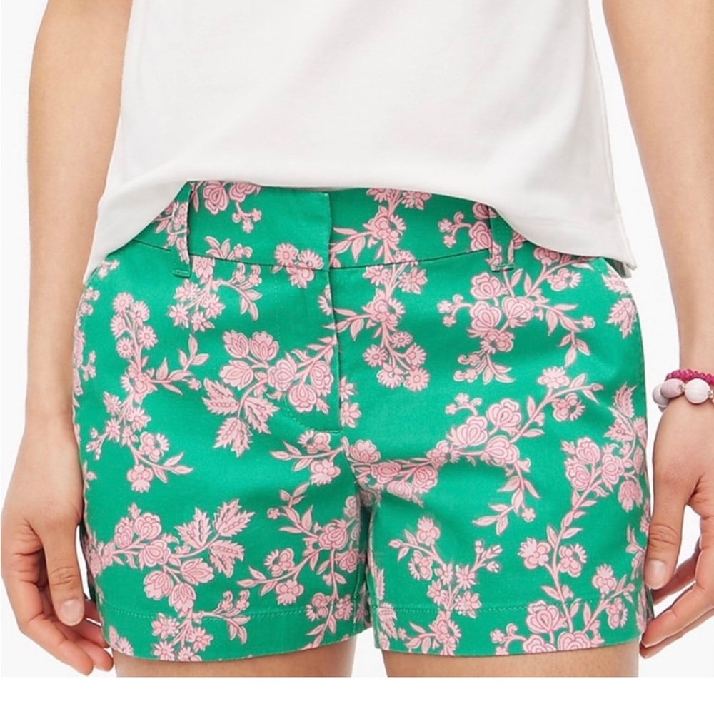 J.Crew Mercantile Women's 3.5'' Classic Chino Short Teal/Pink Floral Size 2